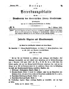 Verordnungsblatt für den Dienstbereich des K.K. Finanzministeriums für die im Reichsrate Vertretenen Königreiche und Länder 18650207 Seite: 1