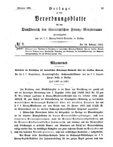 Verordnungsblatt für den Dienstbereich des K.K. Finanzministeriums für die im Reichsrate Vertretenen Königreiche und Länder 18650210 Seite: 1