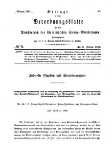 Verordnungsblatt für den Dienstbereich des K.K. Finanzministeriums für die im Reichsrate Vertretenen Königreiche und Länder