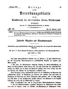 Verordnungsblatt für den Dienstbereich des K.K. Finanzministeriums für die im Reichsrate Vertretenen Königreiche und Länder 18650228 Seite: 1