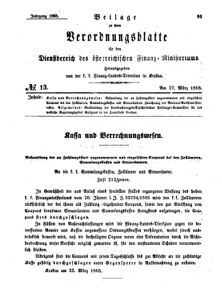 Verordnungsblatt für den Dienstbereich des K.K. Finanzministeriums für die im Reichsrate Vertretenen Königreiche und Länder