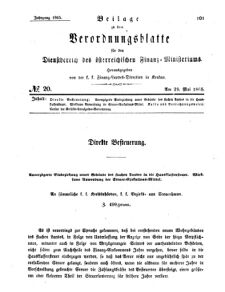 Verordnungsblatt für den Dienstbereich des K.K. Finanzministeriums für die im Reichsrate Vertretenen Königreiche und Länder 18650529 Seite: 1