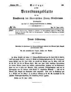 Verordnungsblatt für den Dienstbereich des K.K. Finanzministeriums für die im Reichsrate Vertretenen Königreiche und Länder 18650627 Seite: 1