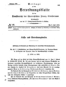 Verordnungsblatt für den Dienstbereich des K.K. Finanzministeriums für die im Reichsrate Vertretenen Königreiche und Länder 18650706 Seite: 1