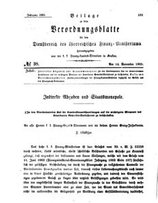 Verordnungsblatt für den Dienstbereich des K.K. Finanzministeriums für die im Reichsrate Vertretenen Königreiche und Länder 18651114 Seite: 1