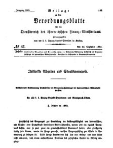 Verordnungsblatt für den Dienstbereich des K.K. Finanzministeriums für die im Reichsrate Vertretenen Königreiche und Länder 18651212 Seite: 1