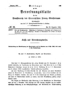 Verordnungsblatt für den Dienstbereich des K.K. Finanzministeriums für die im Reichsrate Vertretenen Königreiche und Länder 18651228 Seite: 1