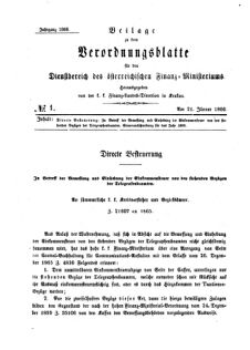 Verordnungsblatt für den Dienstbereich des K.K. Finanzministeriums für die im Reichsrate Vertretenen Königreiche und Länder 18660121 Seite: 1