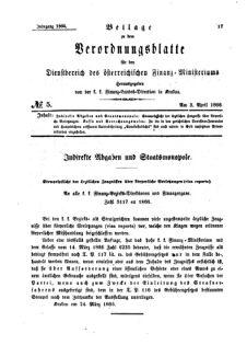 Verordnungsblatt für den Dienstbereich des K.K. Finanzministeriums für die im Reichsrate Vertretenen Königreiche und Länder 18660403 Seite: 1