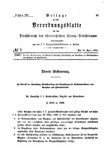 Verordnungsblatt für den Dienstbereich des K.K. Finanzministeriums für die im Reichsrate Vertretenen Königreiche und Länder 18660418 Seite: 1