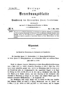 Verordnungsblatt für den Dienstbereich des K.K. Finanzministeriums für die im Reichsrate Vertretenen Königreiche und Länder 18660507 Seite: 1