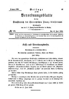 Verordnungsblatt für den Dienstbereich des K.K. Finanzministeriums für die im Reichsrate Vertretenen Königreiche und Länder 18660619 Seite: 1