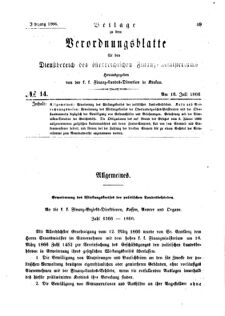 Verordnungsblatt für den Dienstbereich des K.K. Finanzministeriums für die im Reichsrate Vertretenen Königreiche und Länder 18660716 Seite: 1