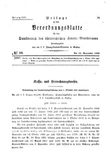 Verordnungsblatt für den Dienstbereich des K.K. Finanzministeriums für die im Reichsrate Vertretenen Königreiche und Länder 18660915 Seite: 1