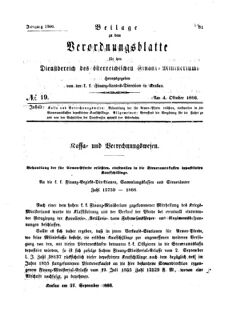 Verordnungsblatt für den Dienstbereich des K.K. Finanzministeriums für die im Reichsrate Vertretenen Königreiche und Länder 18661004 Seite: 1