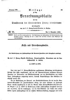 Verordnungsblatt für den Dienstbereich des K.K. Finanzministeriums für die im Reichsrate Vertretenen Königreiche und Länder 18661108 Seite: 1