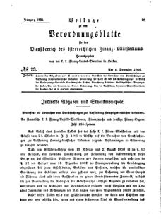 Verordnungsblatt für den Dienstbereich des K.K. Finanzministeriums für die im Reichsrate Vertretenen Königreiche und Länder 18661201 Seite: 1