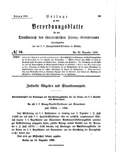 Verordnungsblatt für den Dienstbereich des K.K. Finanzministeriums für die im Reichsrate Vertretenen Königreiche und Länder 18661222 Seite: 1