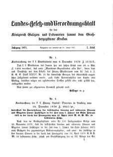 Landes-Gesetz- und Verordnungsblatt für das Königreich Galizien und Lodomerien sammt dem Großherzogthume Krakau