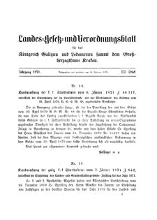 Landes-Gesetz- und Verordnungsblatt für das Königreich Galizien und Lodomerien sammt dem Großherzogthume Krakau 18710228 Seite: 1