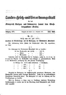 Landes-Gesetz- und Verordnungsblatt für das Königreich Galizien und Lodomerien sammt dem Großherzogthume Krakau 18710904 Seite: 1