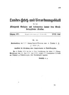 Landes-Gesetz- und Verordnungsblatt für das Königreich Galizien und Lodomerien sammt dem Großherzogthume Krakau 18711031 Seite: 71