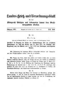 Landes-Gesetz- und Verordnungsblatt für das Königreich Galizien und Lodomerien sammt dem Großherzogthume Krakau 18711031 Seite: 73