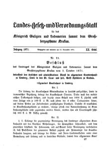 Landes-Gesetz- und Verordnungsblatt für das Königreich Galizien und Lodomerien sammt dem Großherzogthume Krakau 18711110 Seite: 1