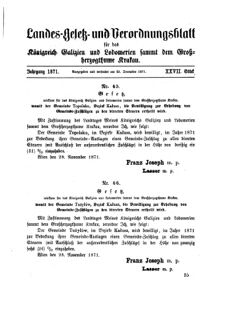 Landes-Gesetz- und Verordnungsblatt für das Königreich Galizien und Lodomerien sammt dem Großherzogthume Krakau 18711223 Seite: 19