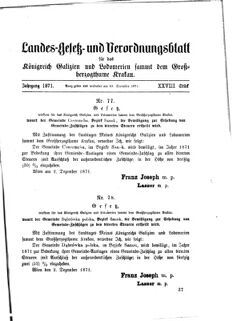 Landes-Gesetz- und Verordnungsblatt für das Königreich Galizien und Lodomerien sammt dem Großherzogthume Krakau 18711223 Seite: 25