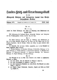 Landes-Gesetz- und Verordnungsblatt für das Königreich Galizien und Lodomerien sammt dem Großherzogthume Krakau 18711229 Seite: 1