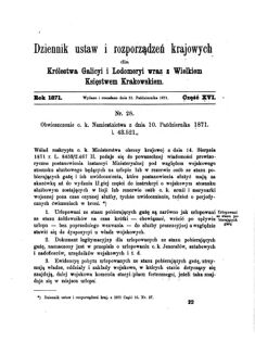 Landes-Gesetz- und Verordnungsblatt für das Königreich Galizien und Lodomerien sammt dem Großherzogthume Krakau 1871bl01 Seite: 101