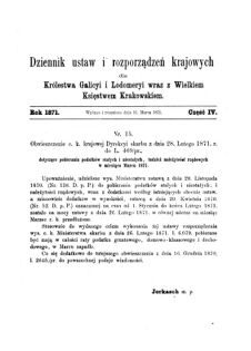 Landes-Gesetz- und Verordnungsblatt für das Königreich Galizien und Lodomerien sammt dem Großherzogthume Krakau 1871bl01 Seite: 11