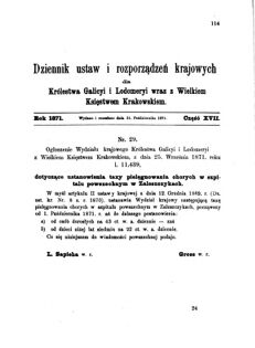 Landes-Gesetz- und Verordnungsblatt für das Königreich Galizien und Lodomerien sammt dem Großherzogthume Krakau 1871bl01 Seite: 113