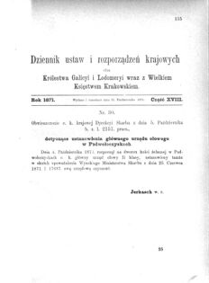 Landes-Gesetz- und Verordnungsblatt für das Königreich Galizien und Lodomerien sammt dem Großherzogthume Krakau 1871bl01 Seite: 115