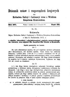 Landes-Gesetz- und Verordnungsblatt für das Königreich Galizien und Lodomerien sammt dem Großherzogthume Krakau 1871bl01 Seite: 119