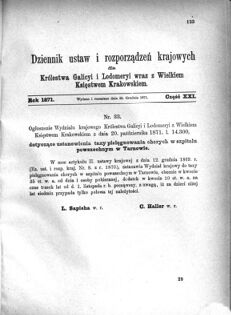 Landes-Gesetz- und Verordnungsblatt für das Königreich Galizien und Lodomerien sammt dem Großherzogthume Krakau 1871bl01 Seite: 123