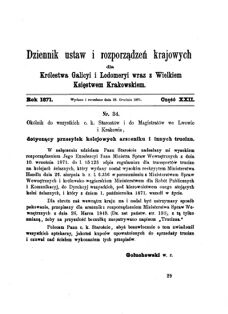 Landes-Gesetz- und Verordnungsblatt für das Königreich Galizien und Lodomerien sammt dem Großherzogthume Krakau 1871bl01 Seite: 125