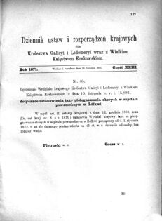 Landes-Gesetz- und Verordnungsblatt für das Königreich Galizien und Lodomerien sammt dem Großherzogthume Krakau 1871bl01 Seite: 127