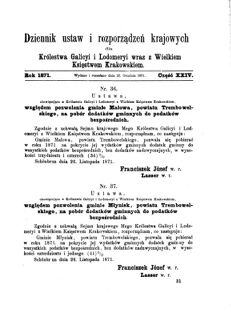 Landes-Gesetz- und Verordnungsblatt für das Königreich Galizien und Lodomerien sammt dem Großherzogthume Krakau 1871bl01 Seite: 129