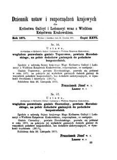 Landes-Gesetz- und Verordnungsblatt für das Königreich Galizien und Lodomerien sammt dem Großherzogthume Krakau 1871bl01 Seite: 137