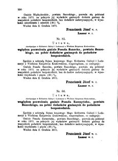 Landes-Gesetz- und Verordnungsblatt für das Königreich Galizien und Lodomerien sammt dem Großherzogthume Krakau 1871bl01 Seite: 150