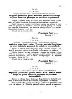 Landes-Gesetz- und Verordnungsblatt für das Königreich Galizien und Lodomerien sammt dem Großherzogthume Krakau 1871bl01 Seite: 151