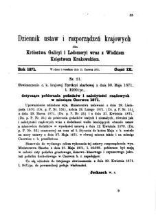 Landes-Gesetz- und Verordnungsblatt für das Königreich Galizien und Lodomerien sammt dem Großherzogthume Krakau 1871bl01 Seite: 33