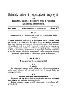 Landes-Gesetz- und Verordnungsblatt für das Königreich Galizien und Lodomerien sammt dem Großherzogthume Krakau 1871bl01 Seite: 45