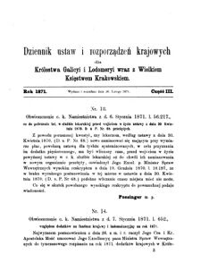 Landes-Gesetz- und Verordnungsblatt für das Königreich Galizien und Lodomerien sammt dem Großherzogthume Krakau 1871bl01 Seite: 9