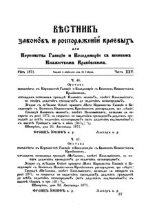 Landes-Gesetz- und Verordnungsblatt für das Königreich Galizien und Lodomerien sammt dem Großherzogthume Krakau 1871bl02 Seite: 149