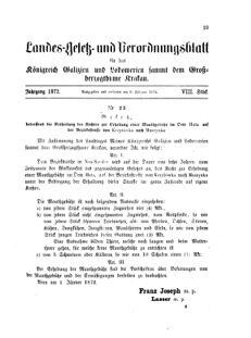 Landes-Gesetz- und Verordnungsblatt für das Königreich Galizien und Lodomerien sammt dem Großherzogthume Krakau 18720209 Seite: 11