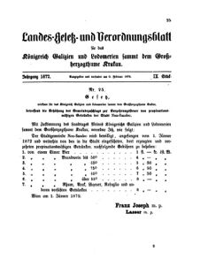 Landes-Gesetz- und Verordnungsblatt für das Königreich Galizien und Lodomerien sammt dem Großherzogthume Krakau 18720209 Seite: 13