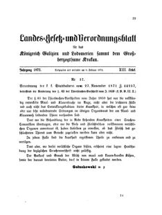 Landes-Gesetz- und Verordnungsblatt für das Königreich Galizien und Lodomerien sammt dem Großherzogthume Krakau 18720209 Seite: 27